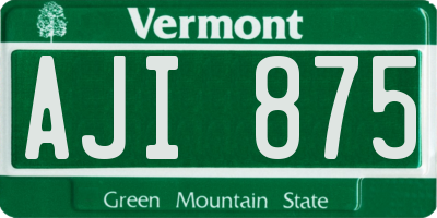 VT license plate AJI875