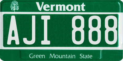VT license plate AJI888