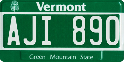 VT license plate AJI890