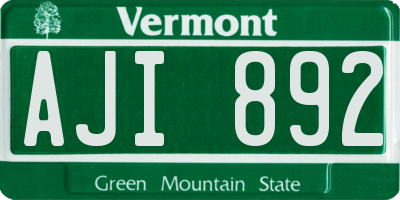 VT license plate AJI892