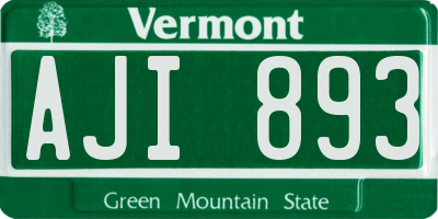 VT license plate AJI893