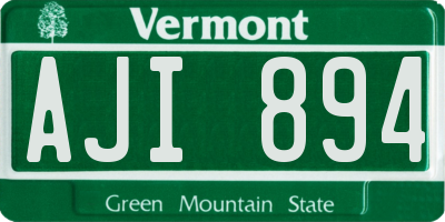 VT license plate AJI894