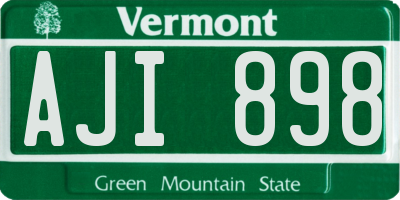 VT license plate AJI898