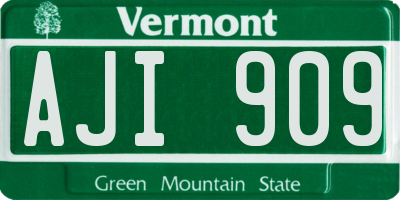 VT license plate AJI909