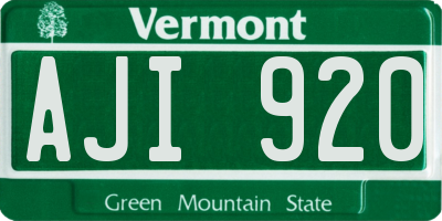 VT license plate AJI920