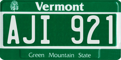 VT license plate AJI921