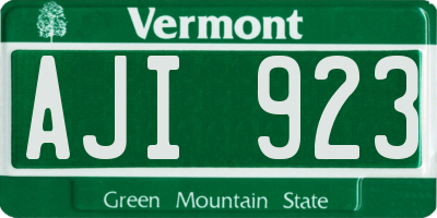 VT license plate AJI923