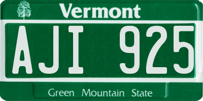 VT license plate AJI925