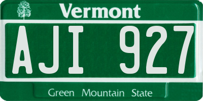 VT license plate AJI927
