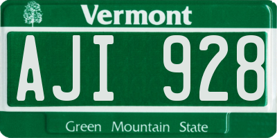 VT license plate AJI928