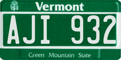 VT license plate AJI932