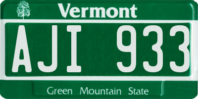 VT license plate AJI933