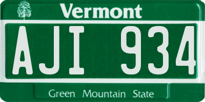 VT license plate AJI934