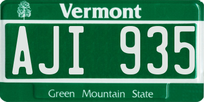 VT license plate AJI935