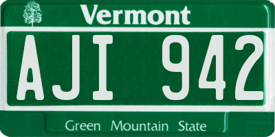VT license plate AJI942