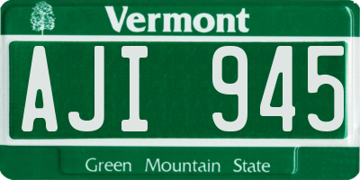 VT license plate AJI945
