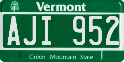 VT license plate AJI952
