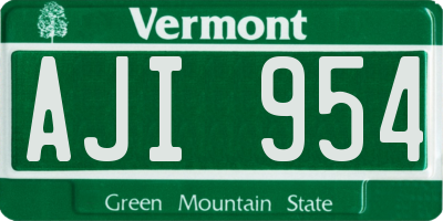 VT license plate AJI954
