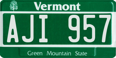 VT license plate AJI957