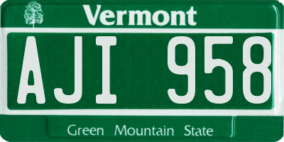VT license plate AJI958