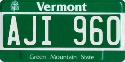 VT license plate AJI960