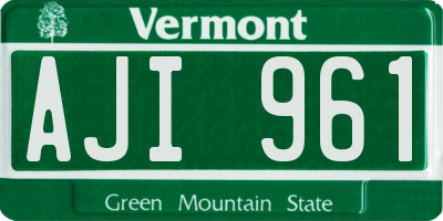 VT license plate AJI961