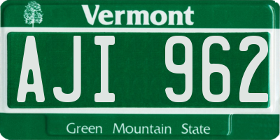 VT license plate AJI962