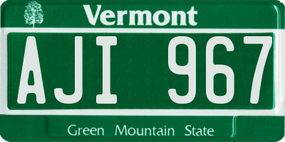 VT license plate AJI967