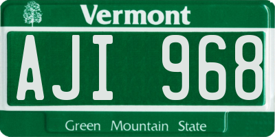 VT license plate AJI968