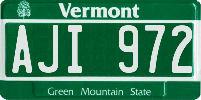 VT license plate AJI972