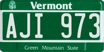 VT license plate AJI973