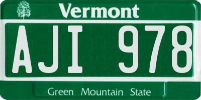 VT license plate AJI978