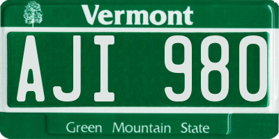 VT license plate AJI980