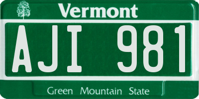 VT license plate AJI981