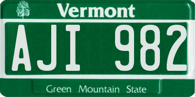 VT license plate AJI982