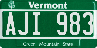 VT license plate AJI983