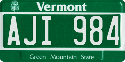 VT license plate AJI984
