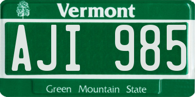 VT license plate AJI985