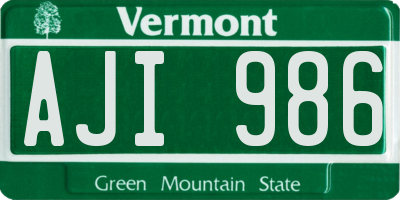 VT license plate AJI986