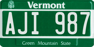 VT license plate AJI987