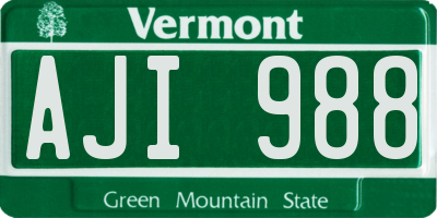 VT license plate AJI988