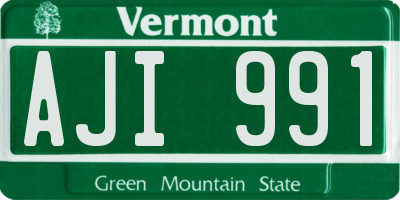 VT license plate AJI991