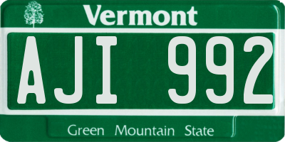 VT license plate AJI992