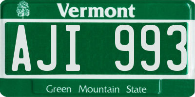 VT license plate AJI993