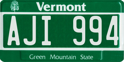 VT license plate AJI994