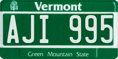 VT license plate AJI995