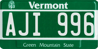 VT license plate AJI996