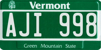 VT license plate AJI998