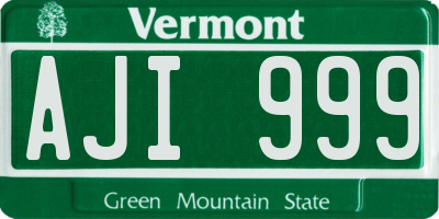 VT license plate AJI999
