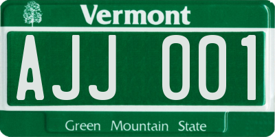 VT license plate AJJ001